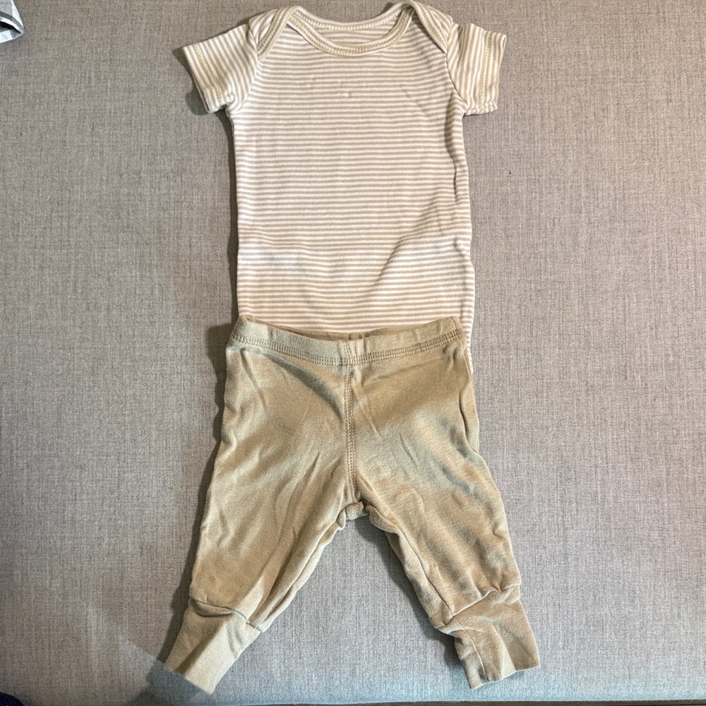 Carter's Beige Striped Newborn Onesie